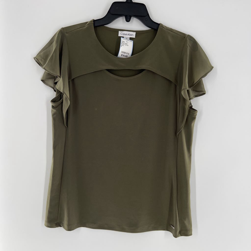 M s/s cut-out neckline detail top