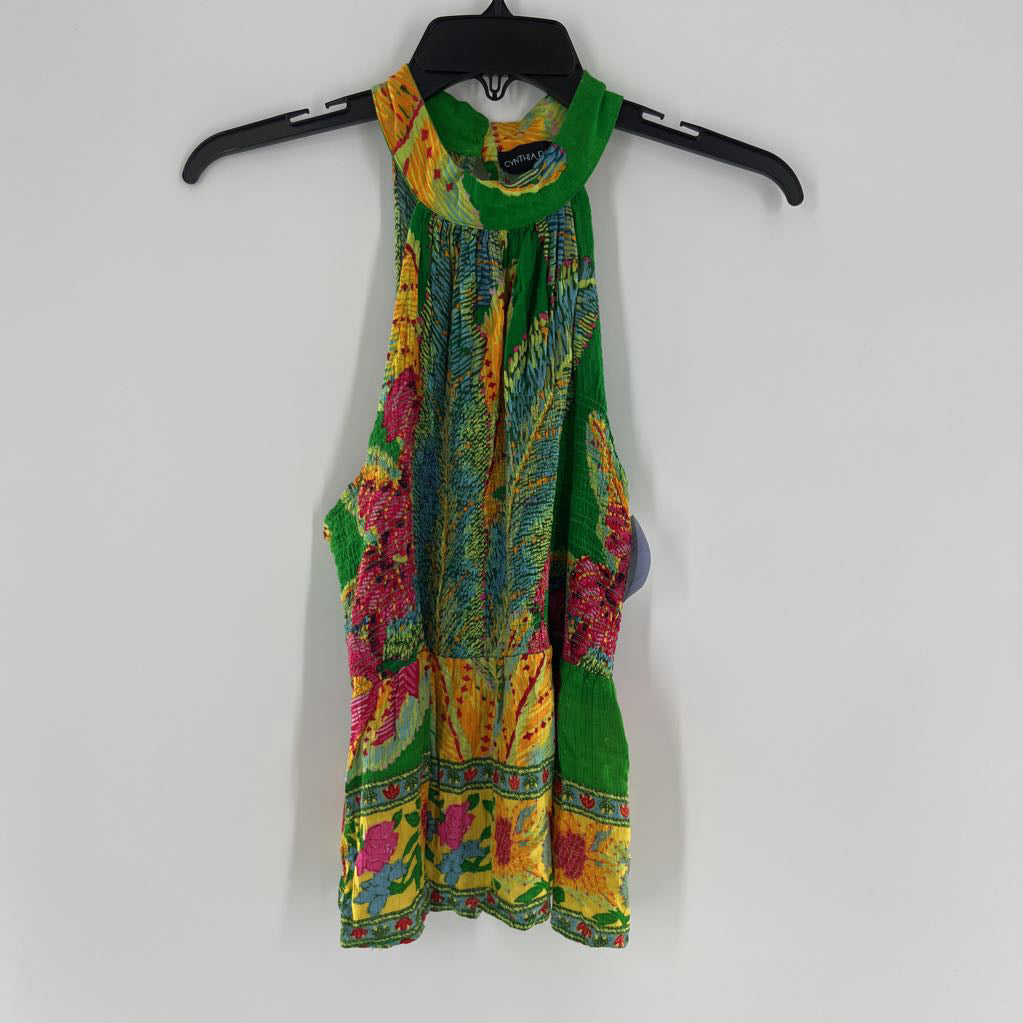 M floral smocked halter tank