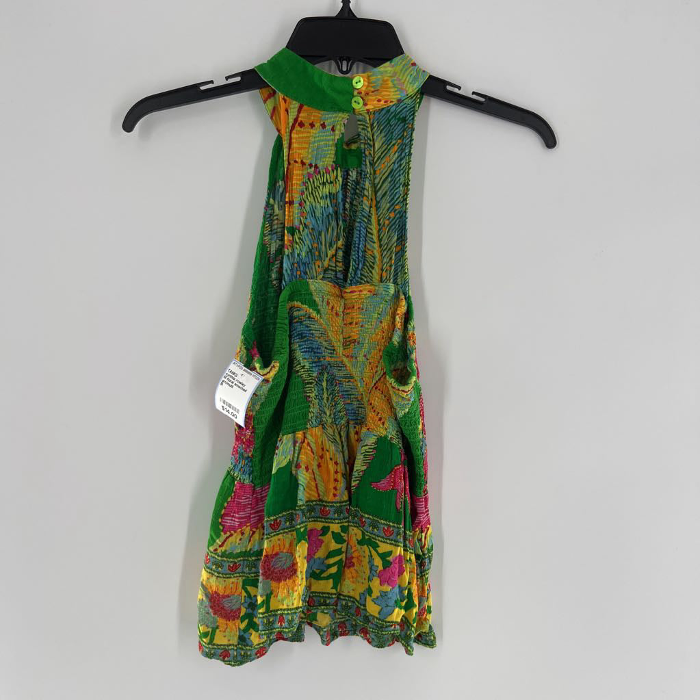 M floral smocked halter tank