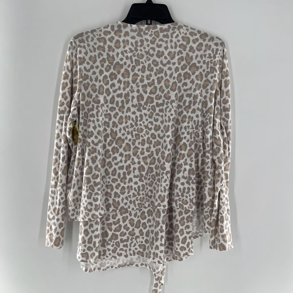 2pc M animal print open cardigan w/ tank