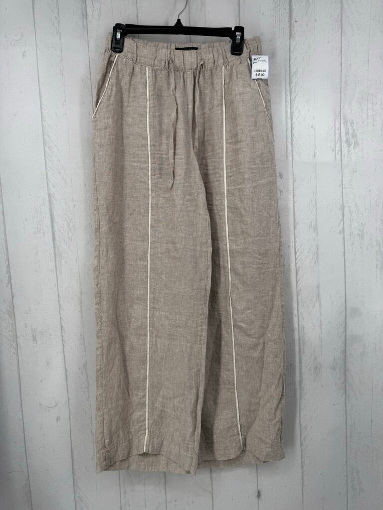 S linen drawstring pull-on pants