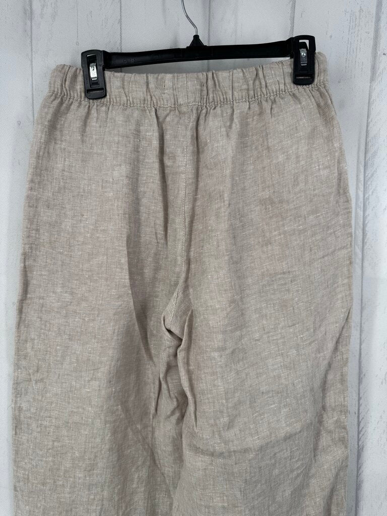 S linen drawstring pull-on pants