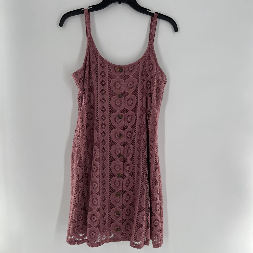 L lace button detail bodycon dress