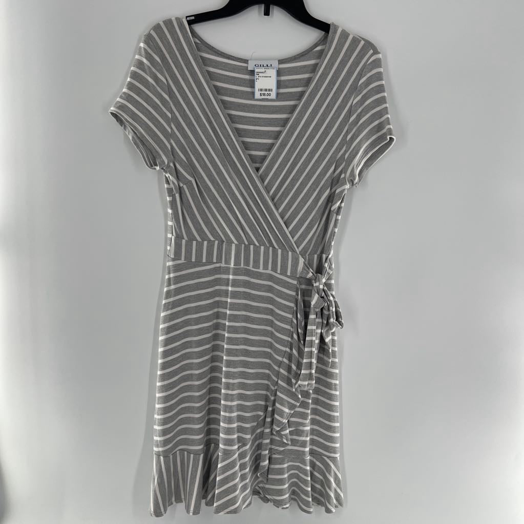 L s/s crossover stripe dress