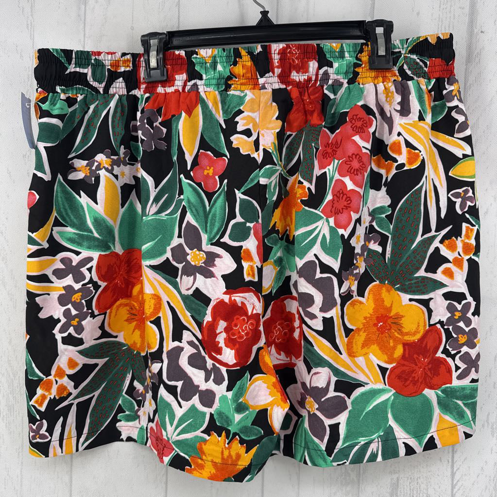 3X pull-on flo print shorts