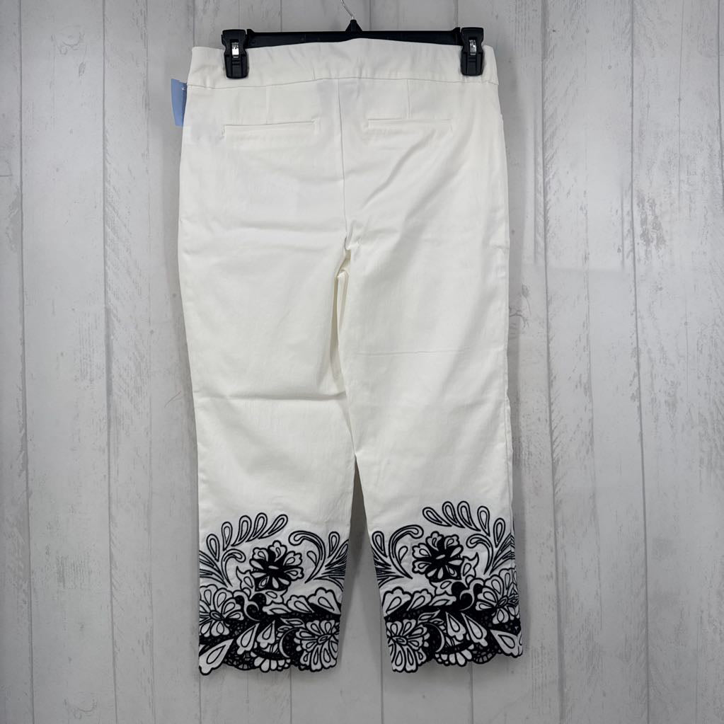 8p pull-on flo embroidered ankle pant