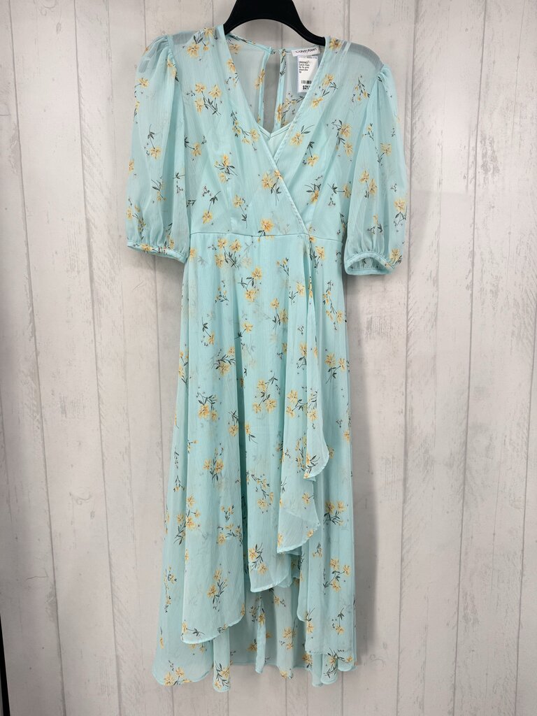 0p flo print crossover elbow slv dress