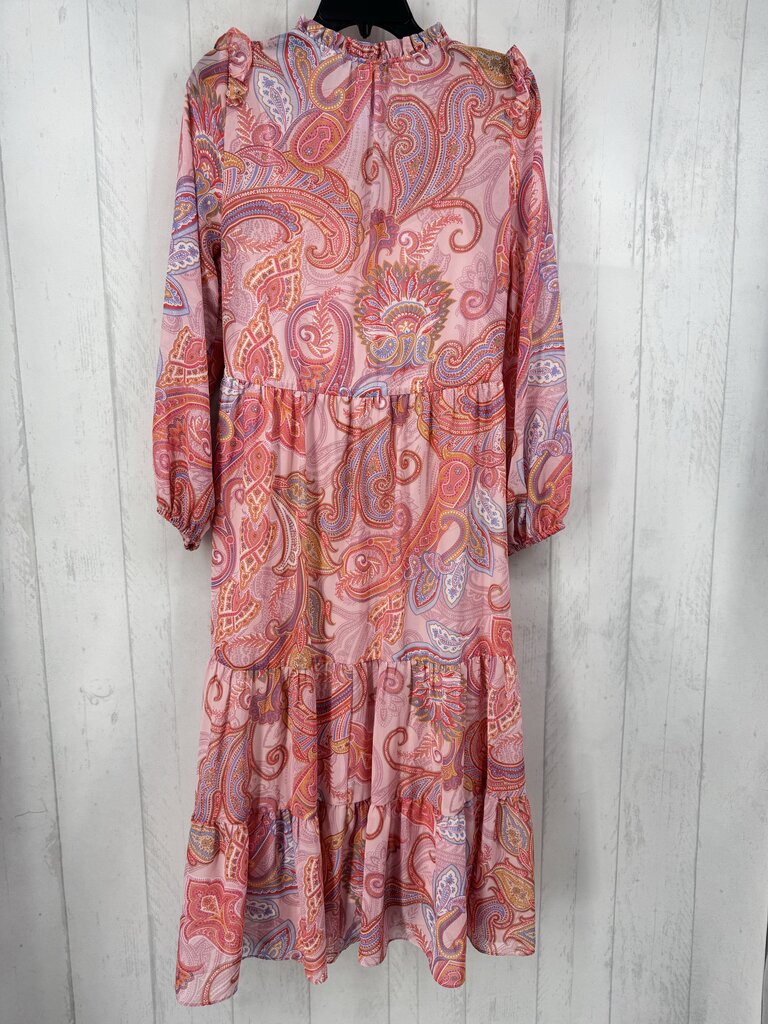 6 paisley print tiered l/s dress