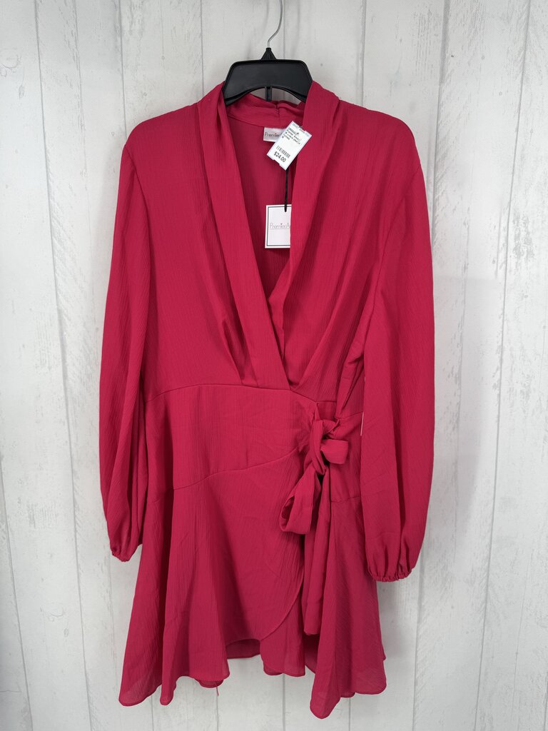 16 v-neck pleated l/s dress