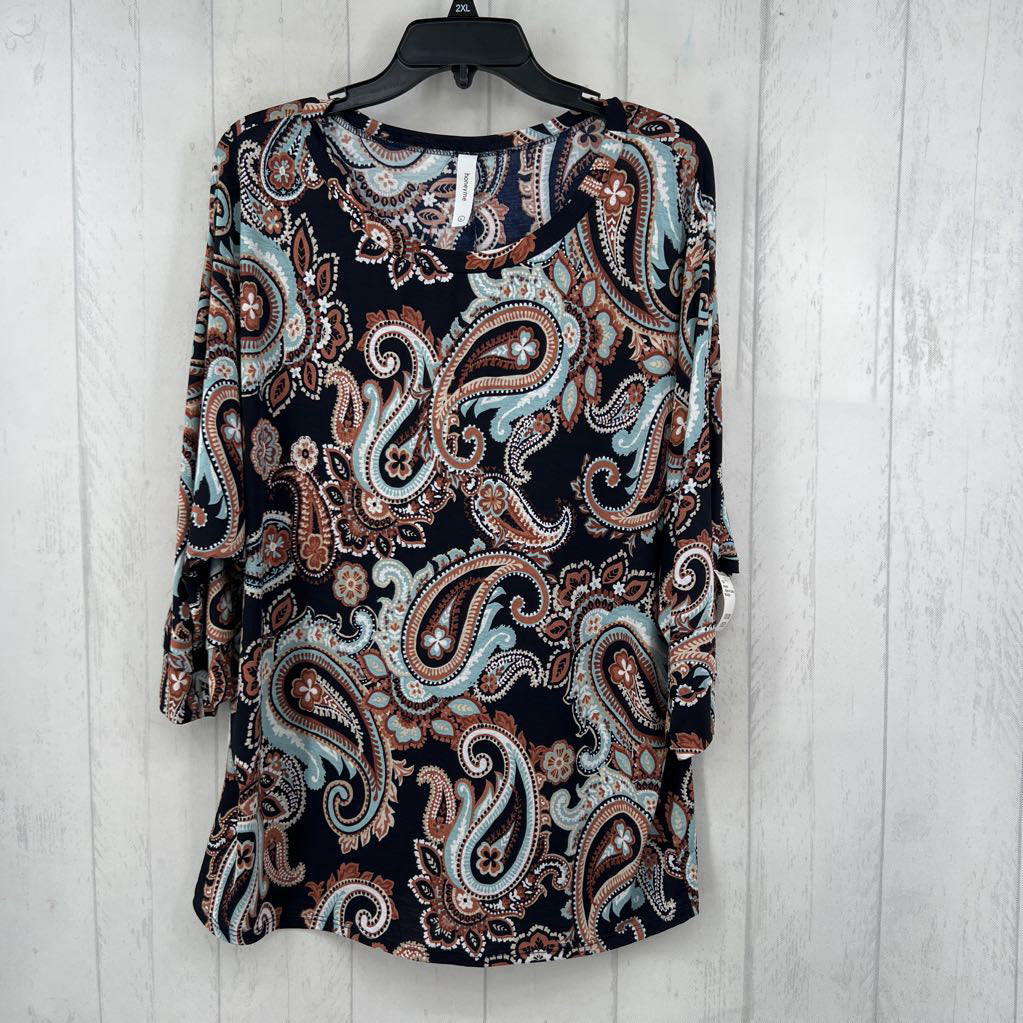 L elbow slv paisley top