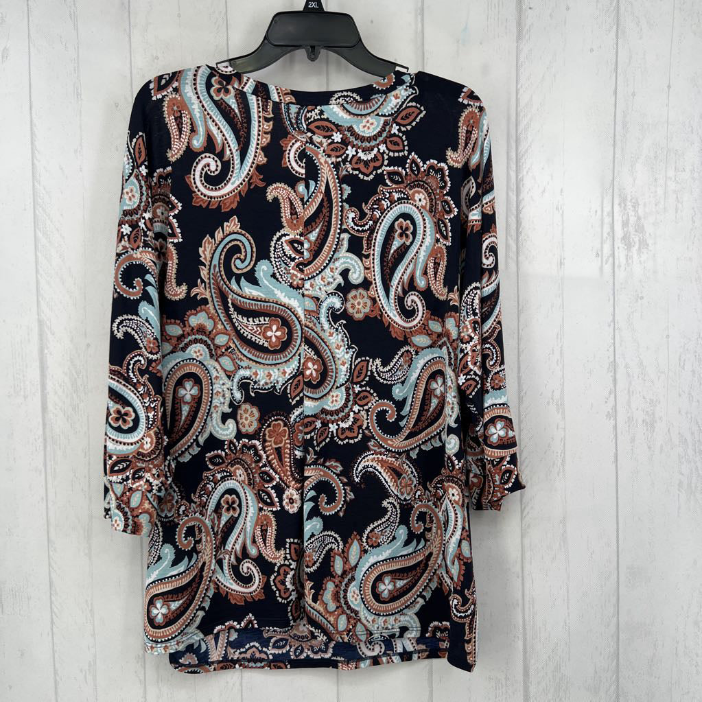 L elbow slv paisley top