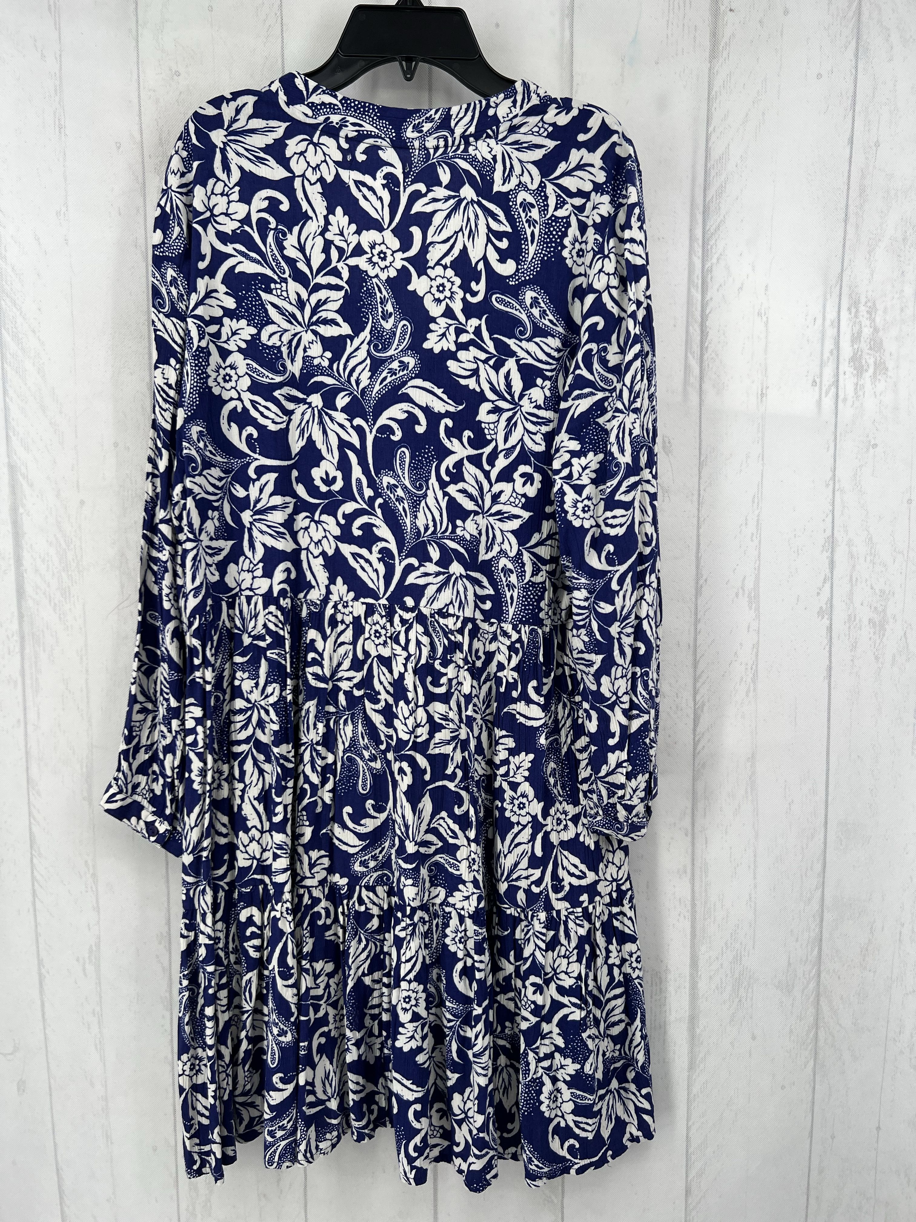 M l/s flower print ruffle pleated dress