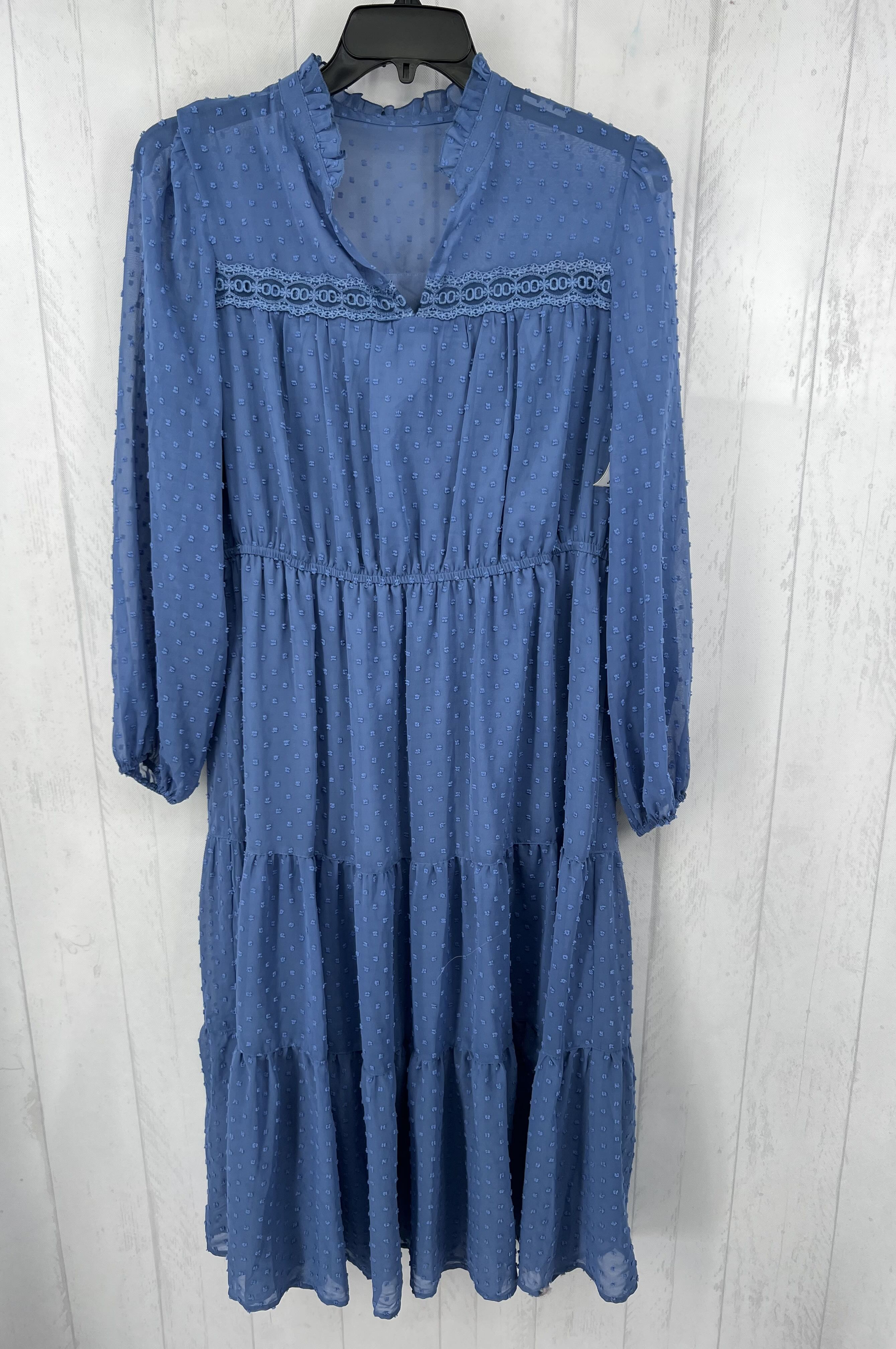 XL l/s textured tiered ruffle maxi dress