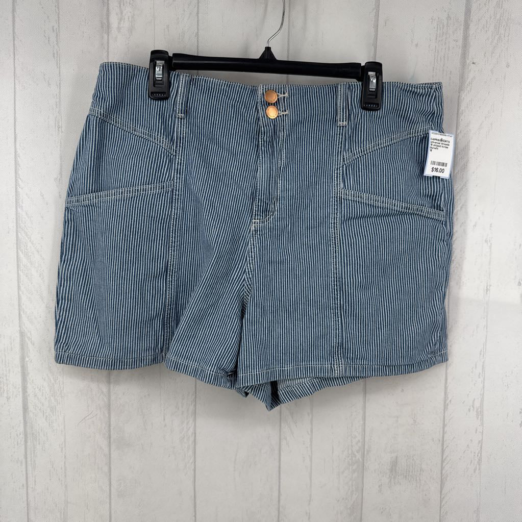 16 striped hi-rise jean shorts