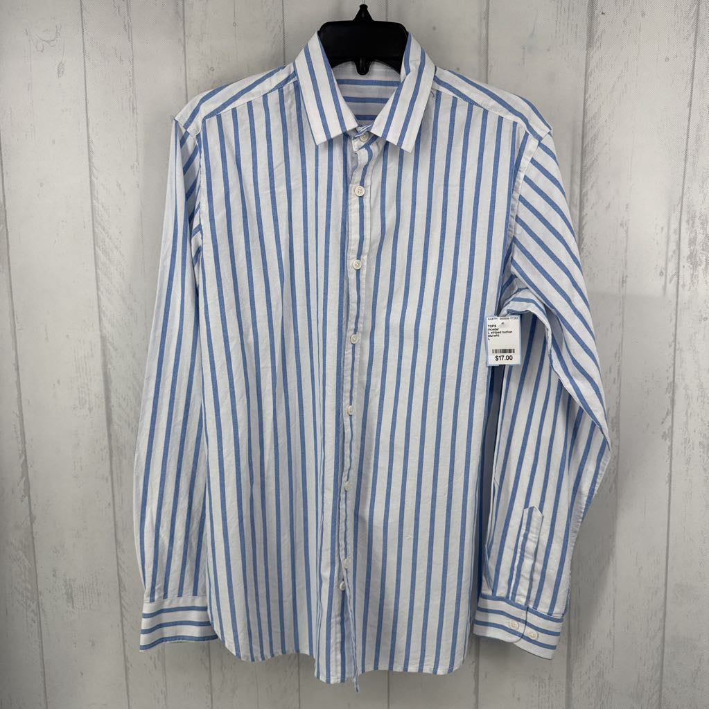 L striped button down l/s top