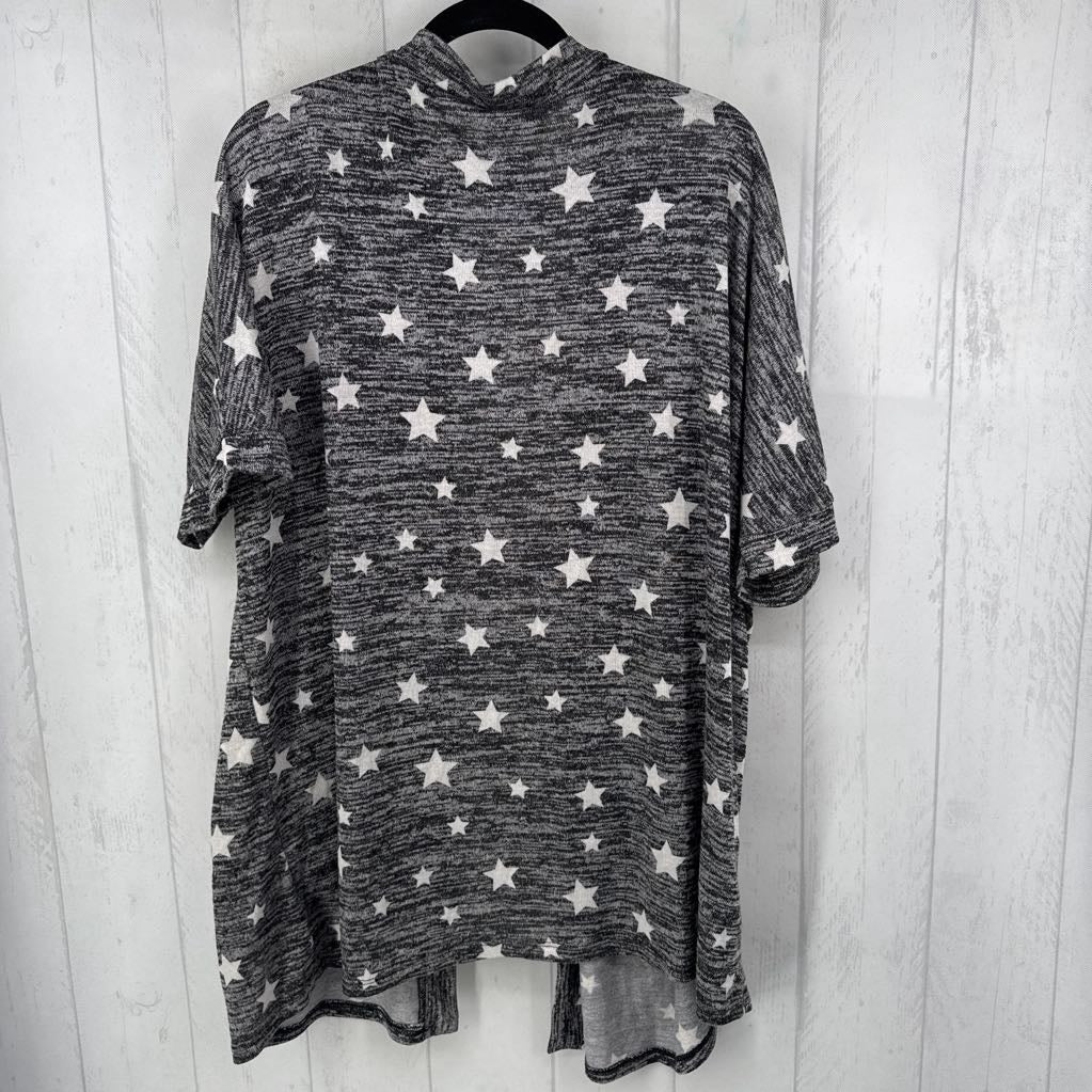 3X marled star print cardi