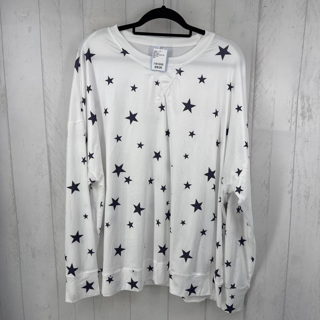 4XL star print l/s top