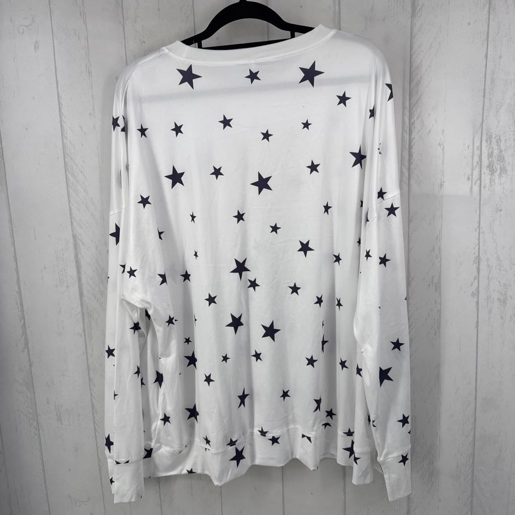 4XL star print l/s top