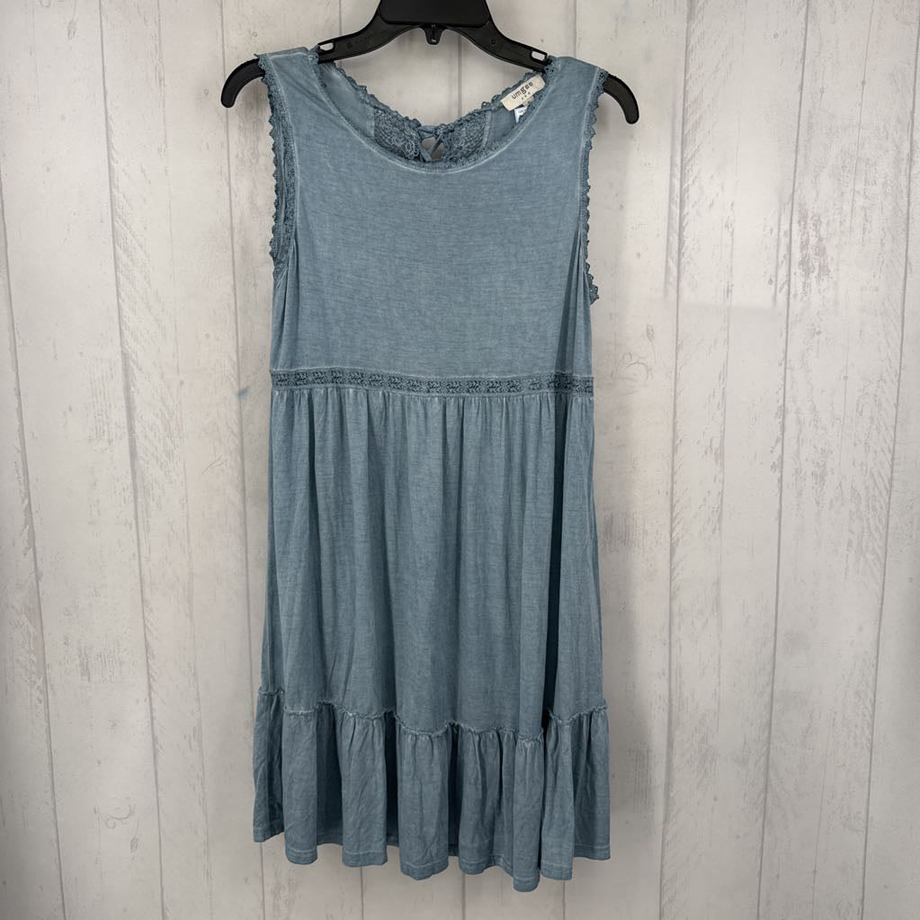 S crochet detail lace-up back slvls dress