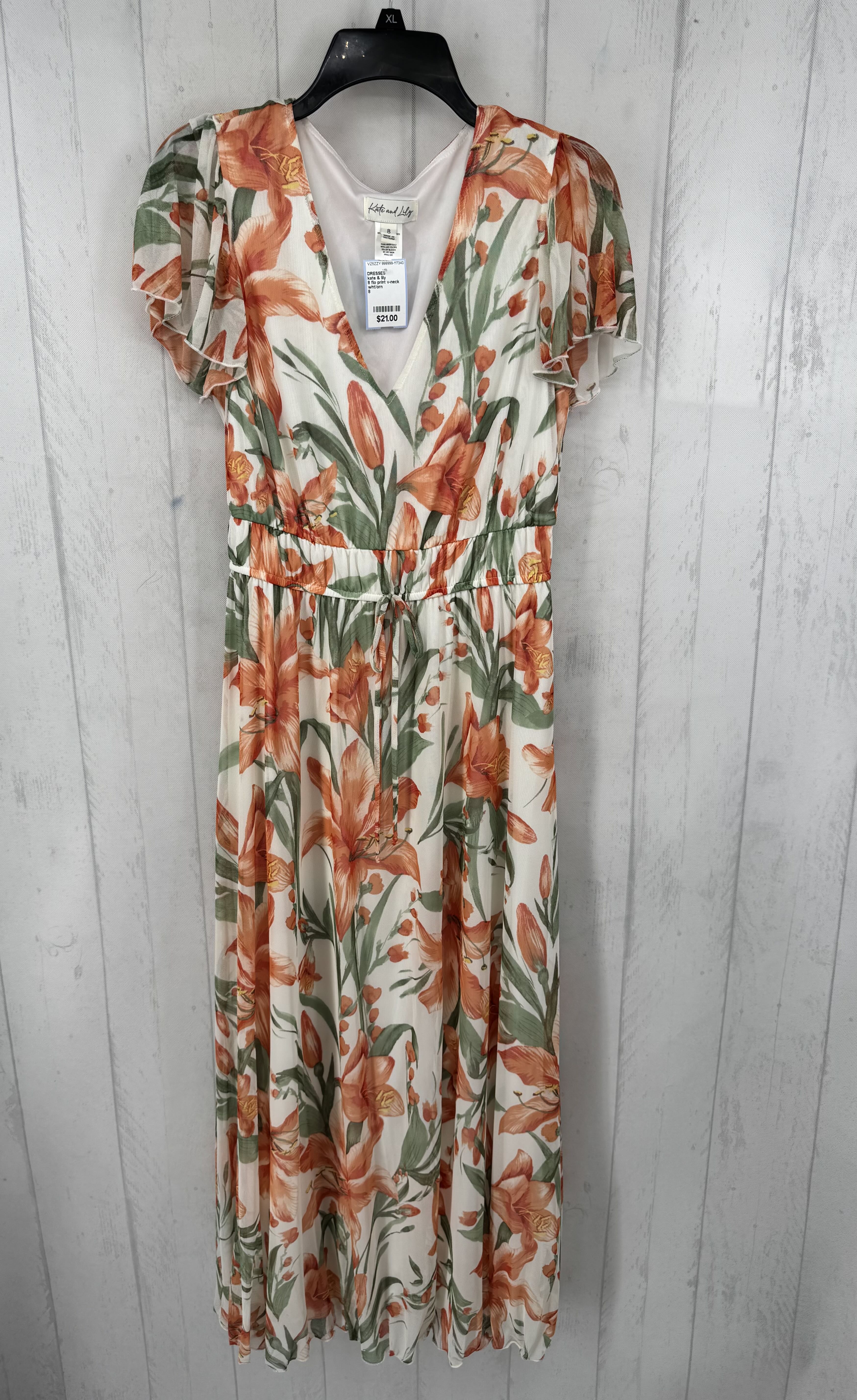 8 flo print v-neck s/s dress