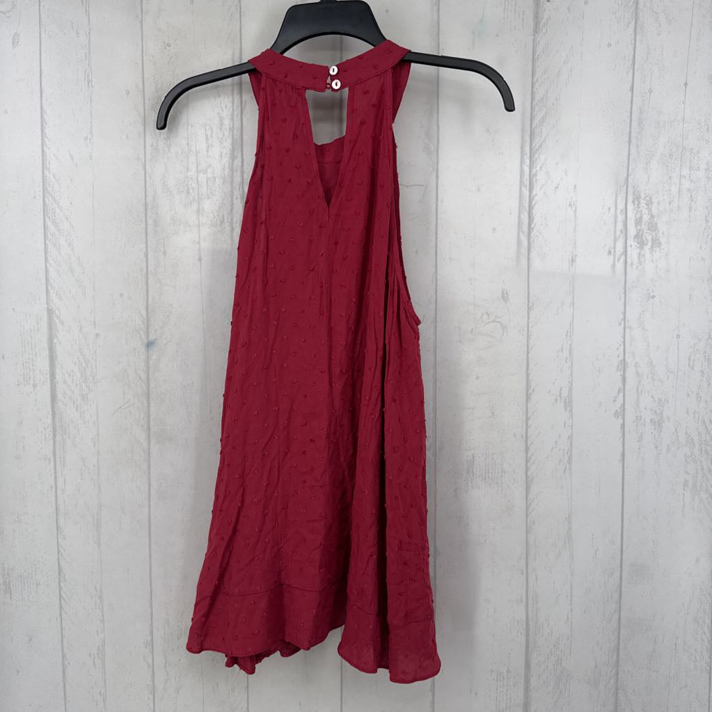 L swiss dot ruffled hem tank