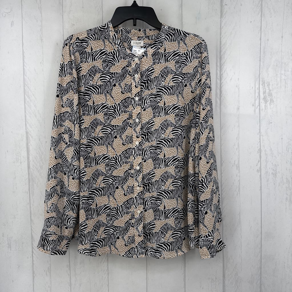 M animal print button down l/s top