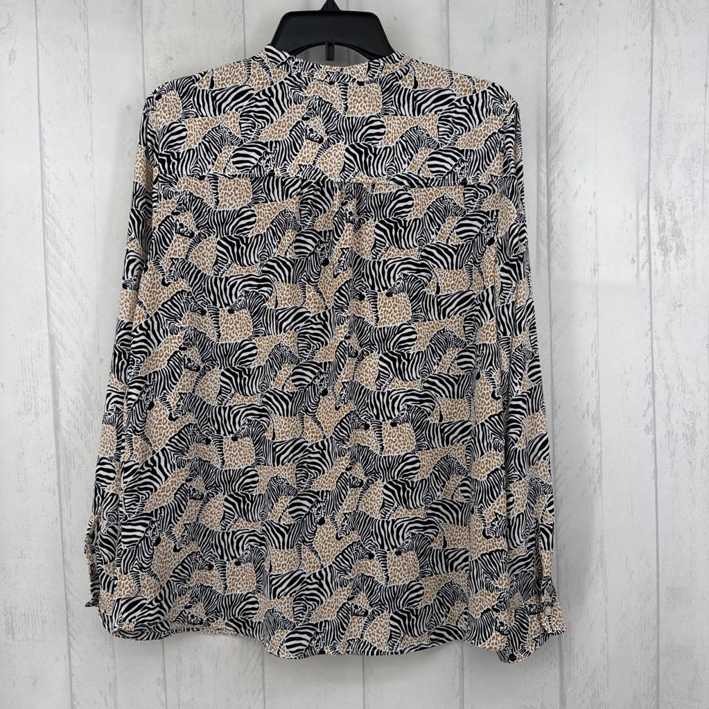 M animal print button down l/s top
