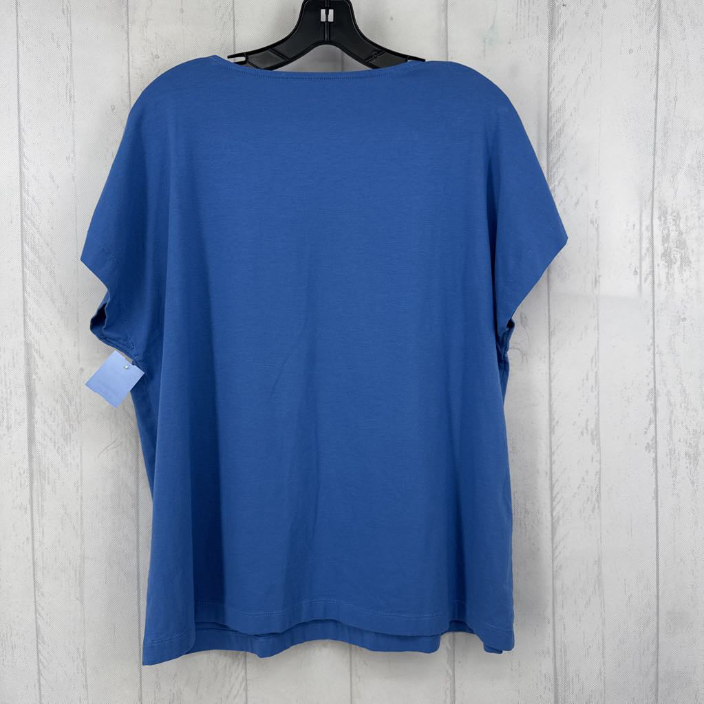 M v-neck cap slv tee