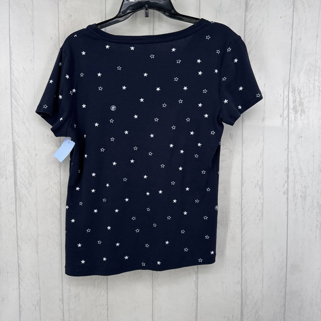 L star print v-neck s/s tee