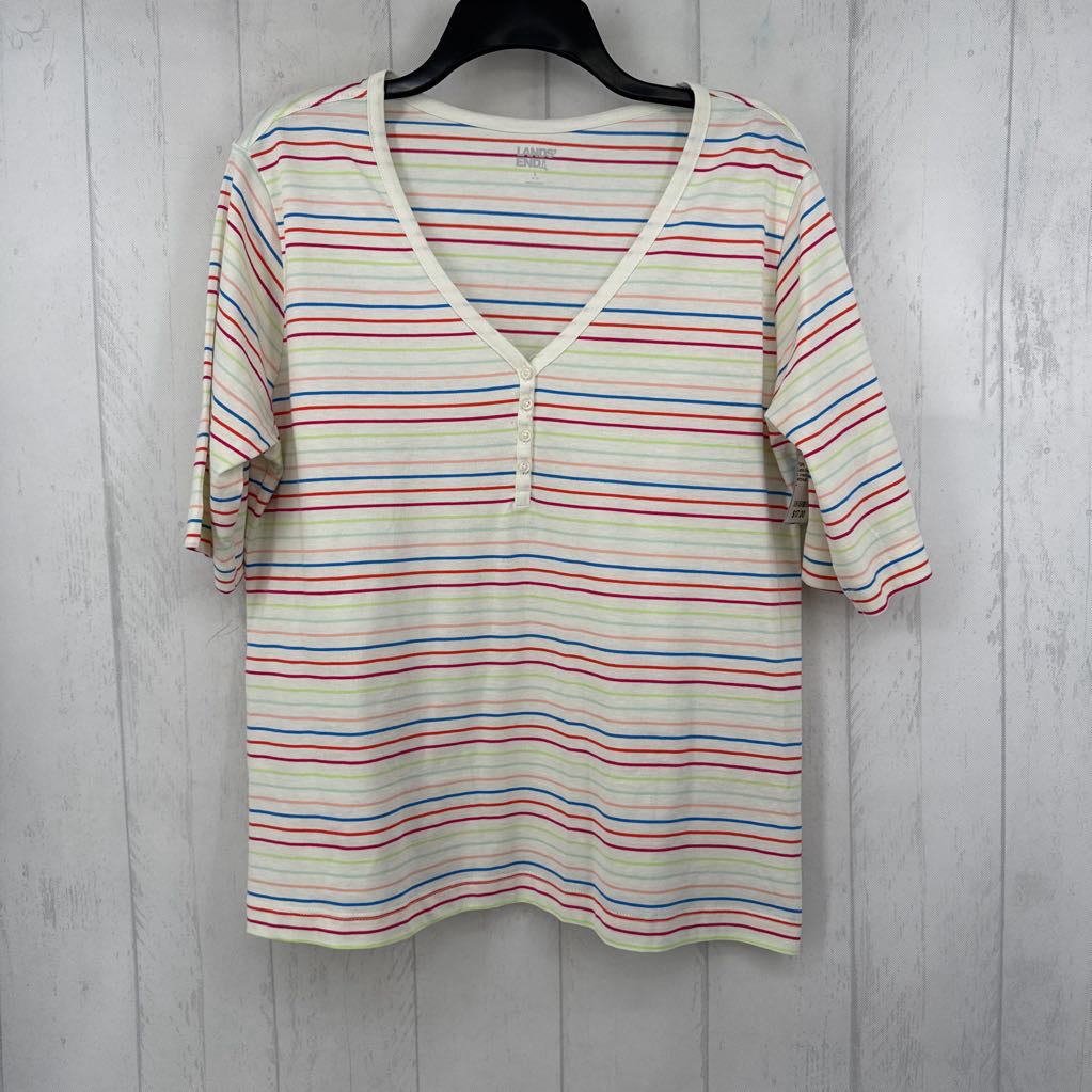 L v-neck striped s/s tee
