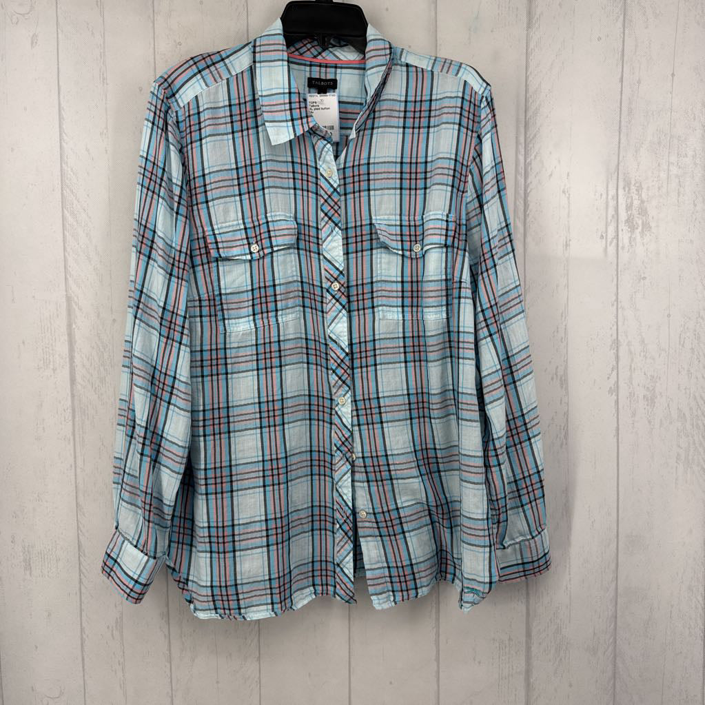 XL plaid button down l/s top