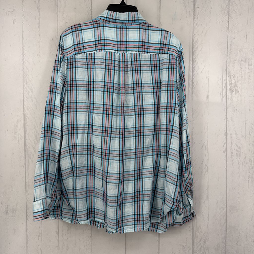 XL plaid button down l/s top