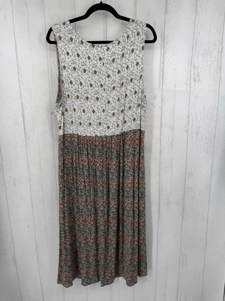 1X printed hi-lo slvls dress