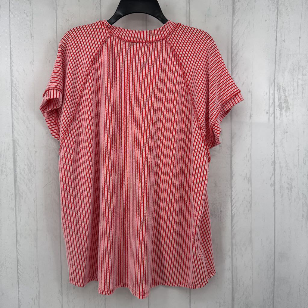 M striped v-neck s/s top