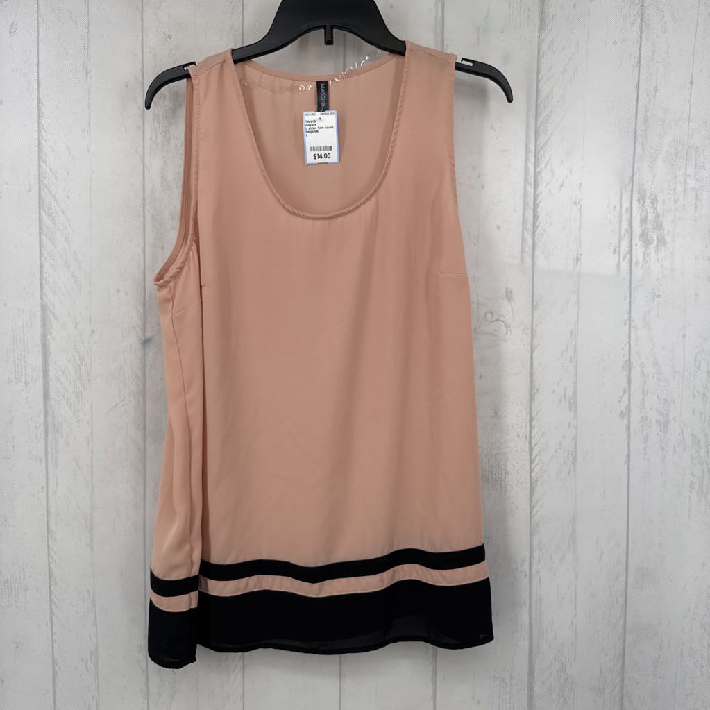L stripe hem round neck cami