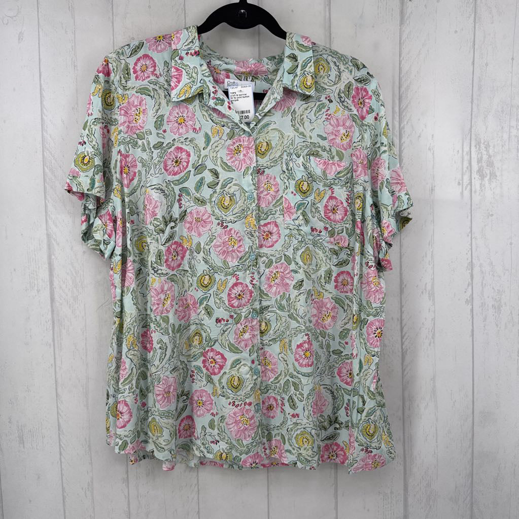 1X flo print button down s/s top