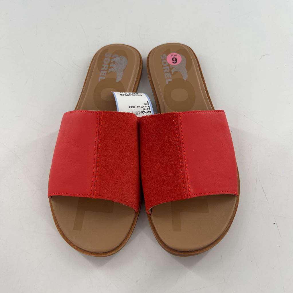 9 leather slide sandals