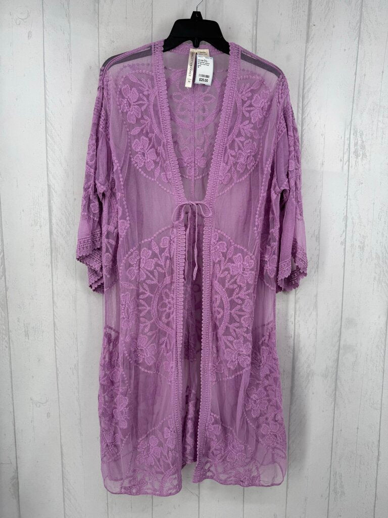 M lace tie front cover-up