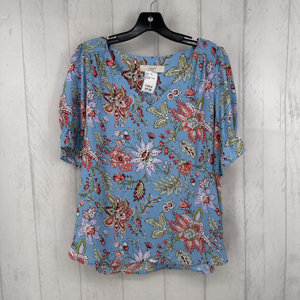 S flo print v-neck s/s top