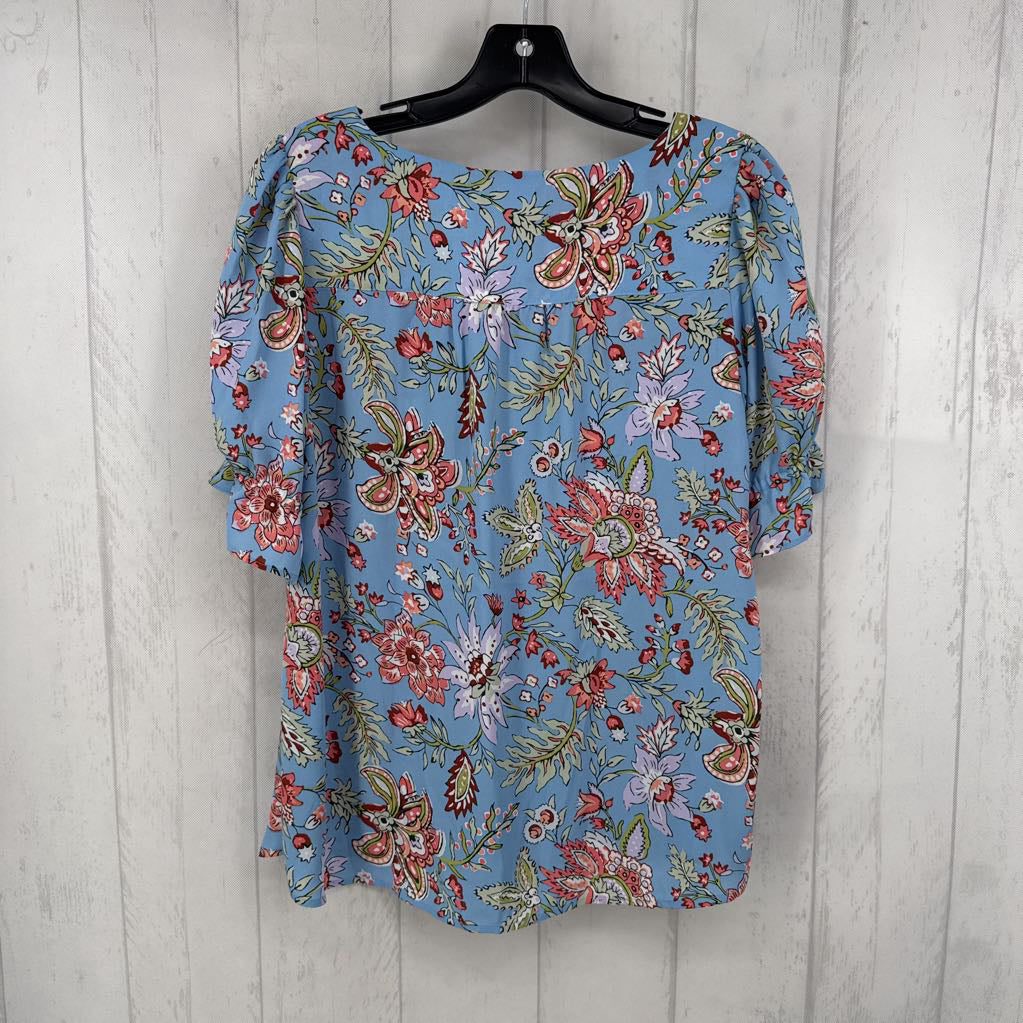 S flo print v-neck s/s top