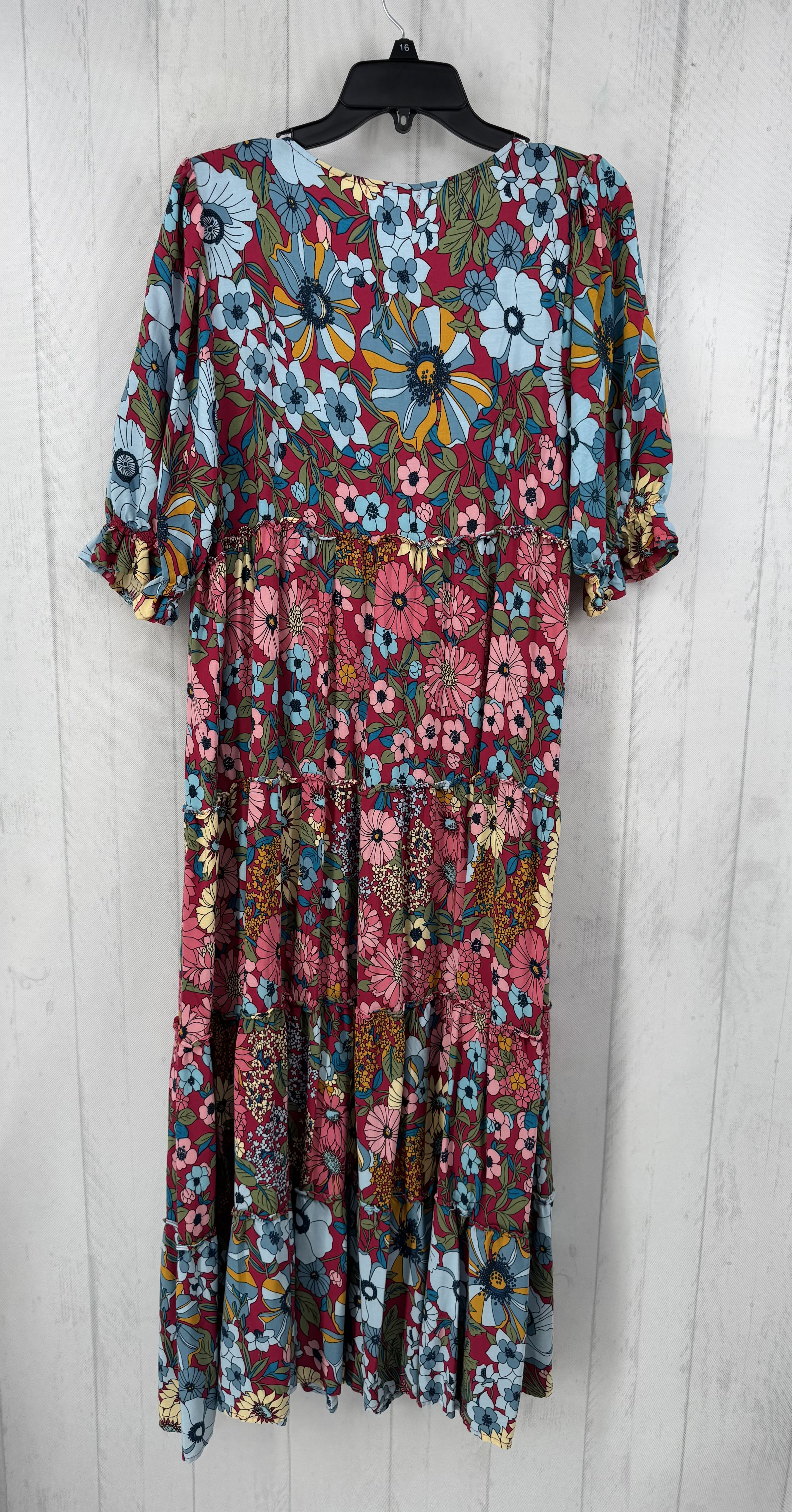 M flo print tiered s/s maxi dress