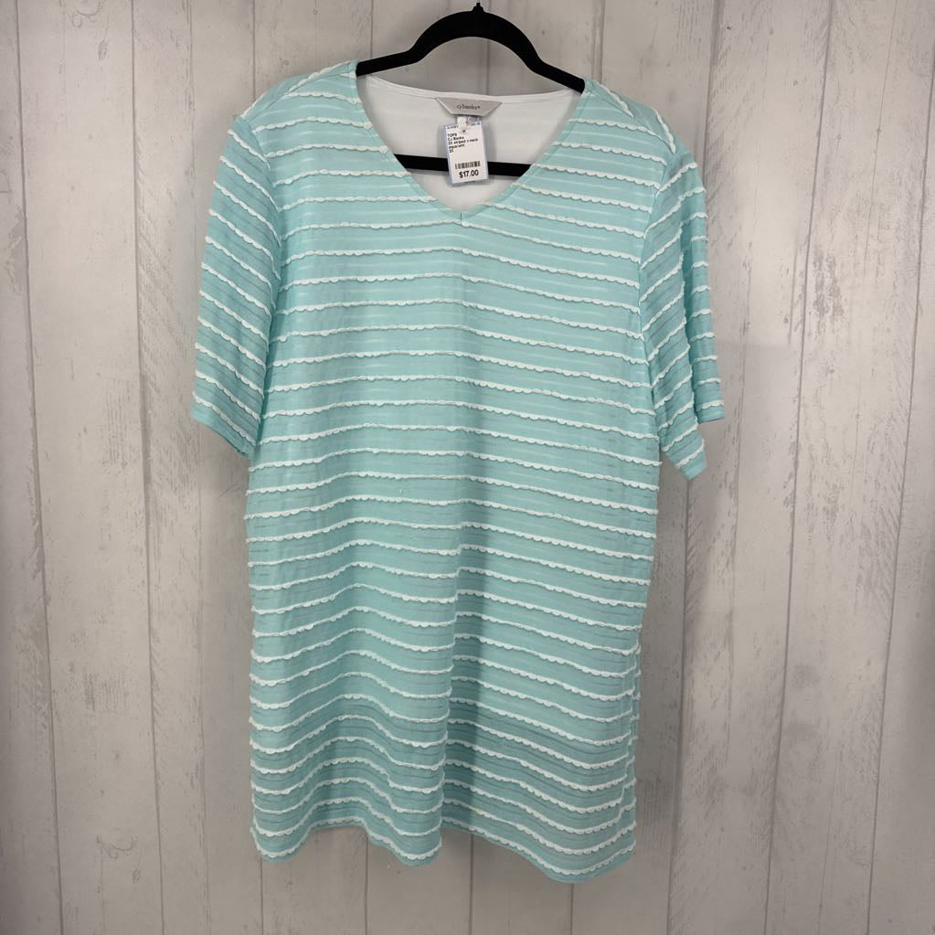 2X striped v-neck s/s top