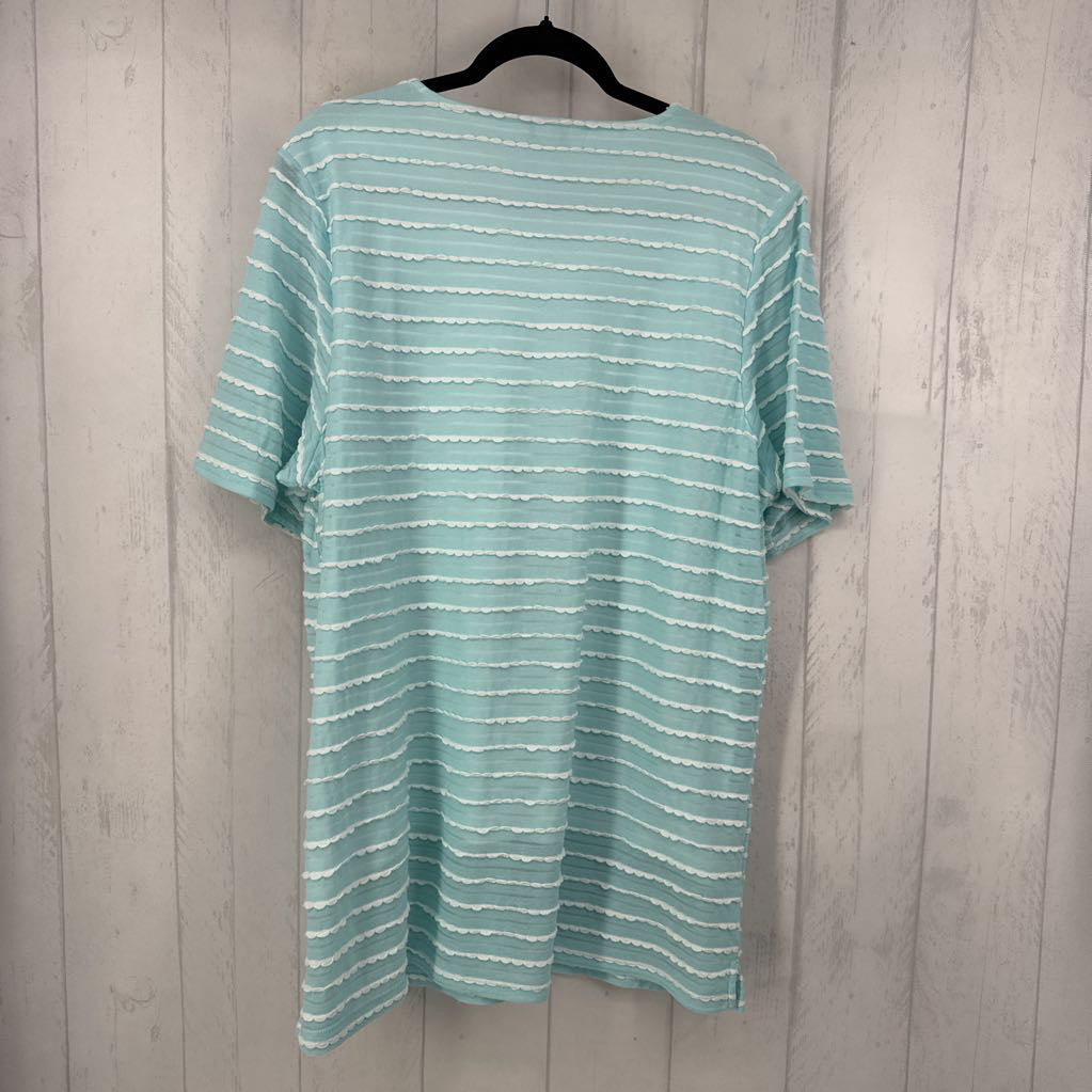 2X striped v-neck s/s top