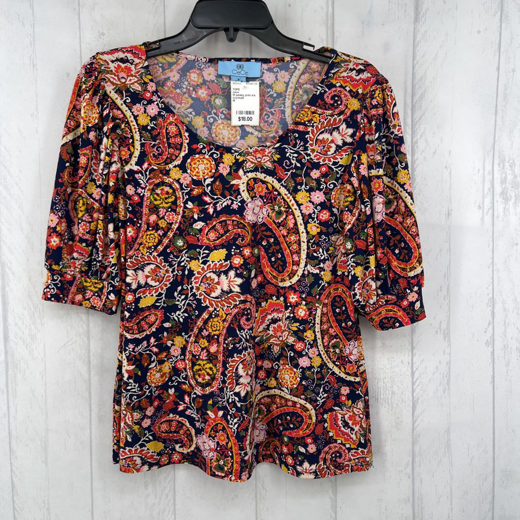M paisley print s/s top