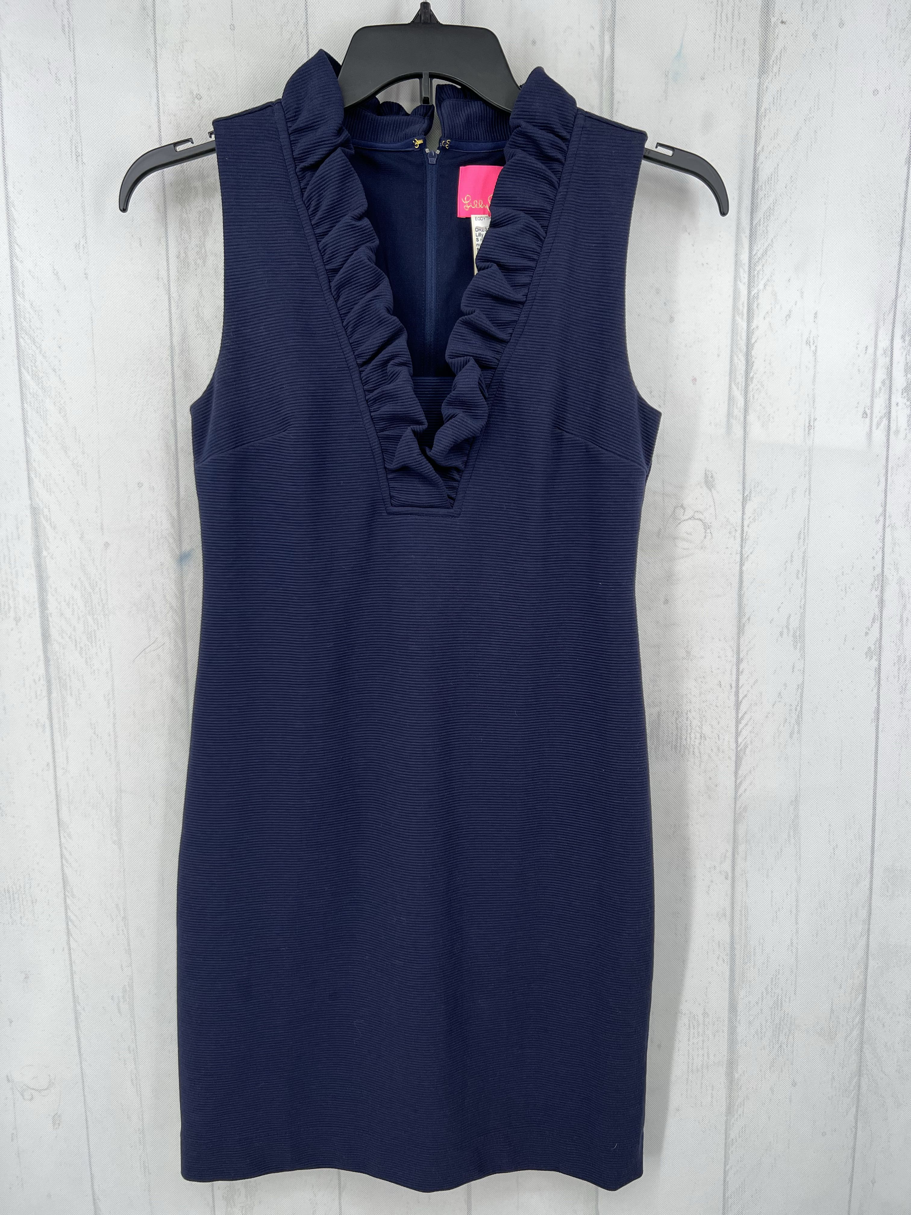 S ribbed ruffled v-neck slvls dress