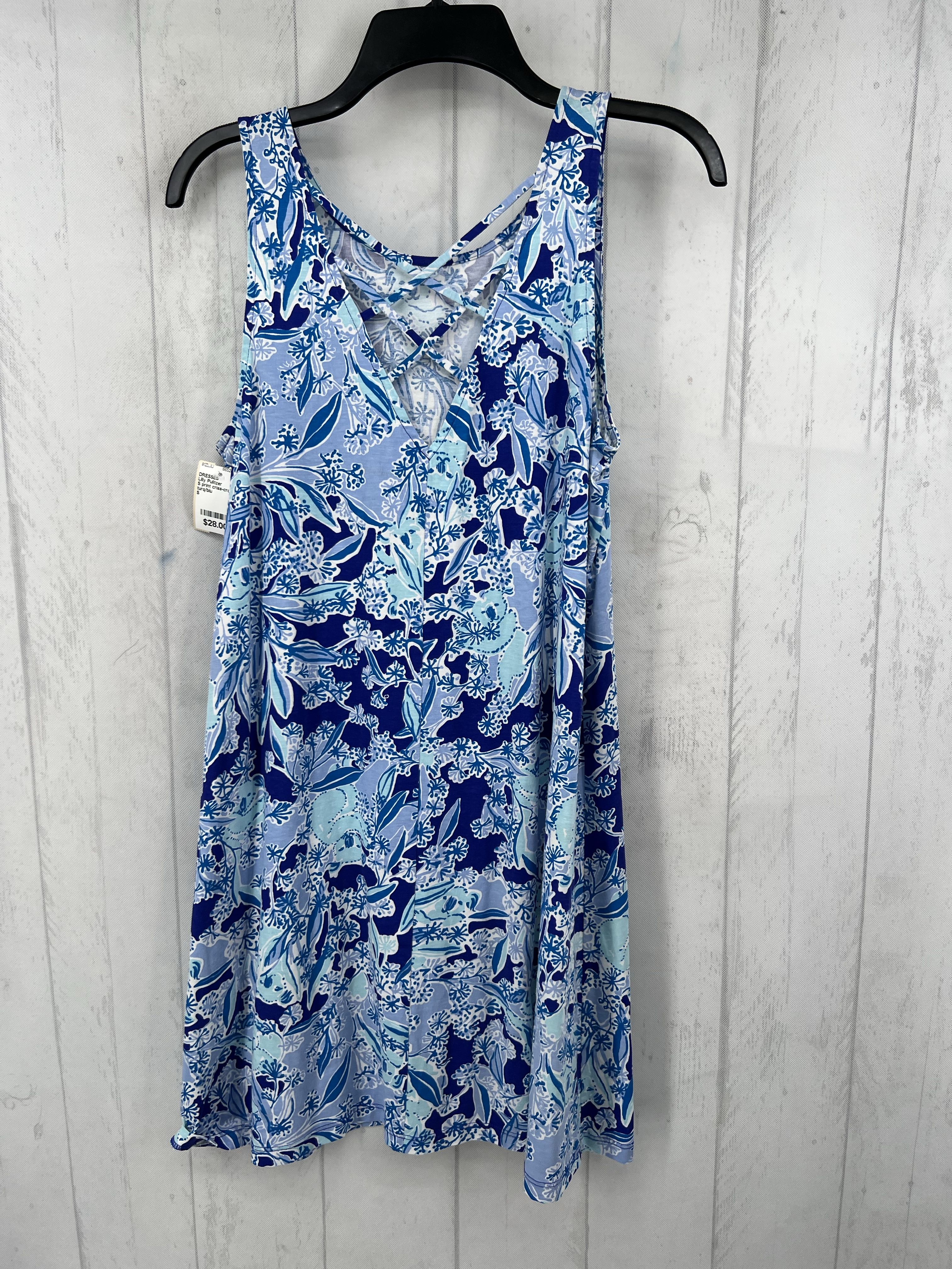 S print criss-cross back slvls dress