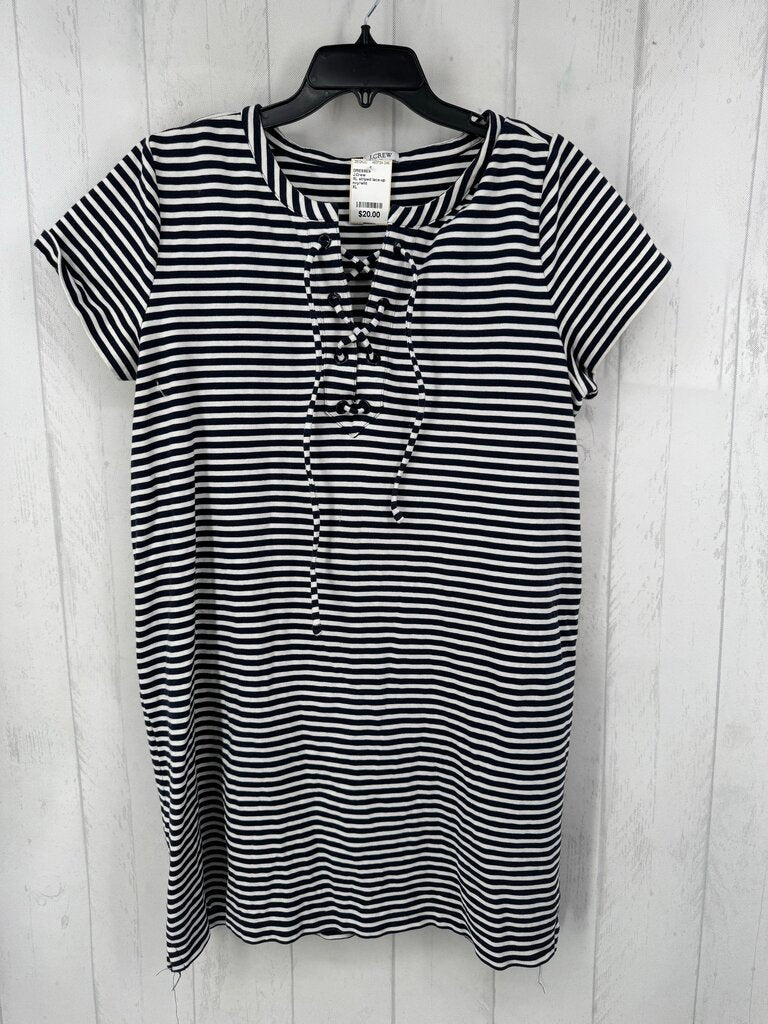 XL striped lace-up s/s dress