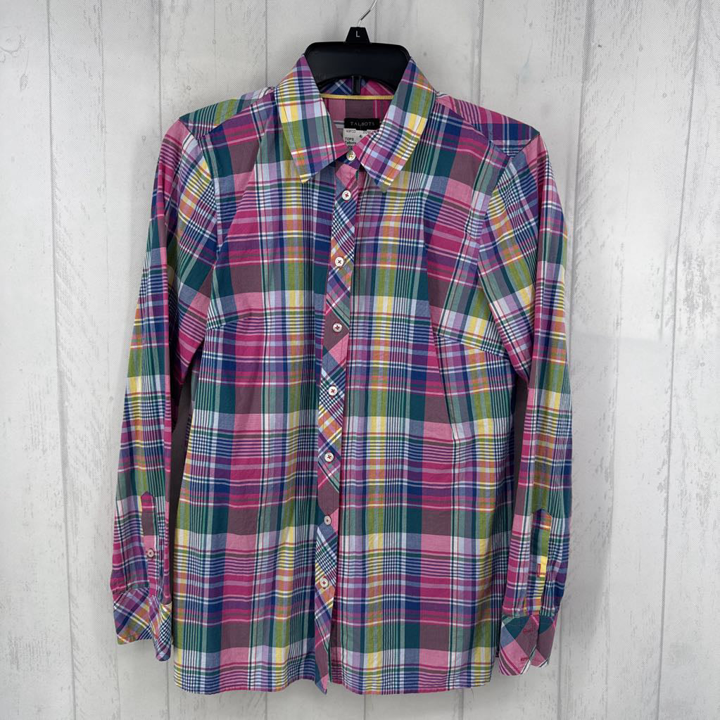 S plaid button down l/s top