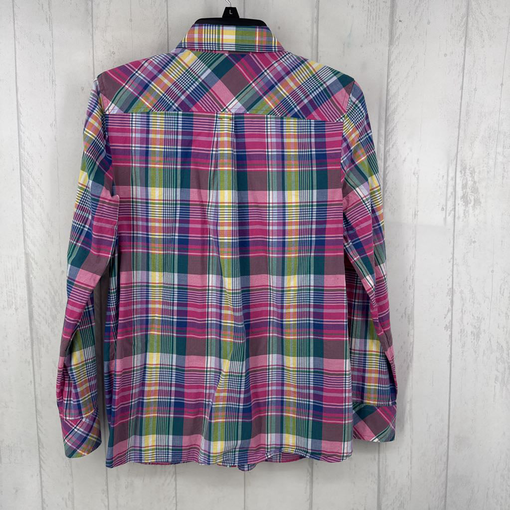 S plaid button down l/s top