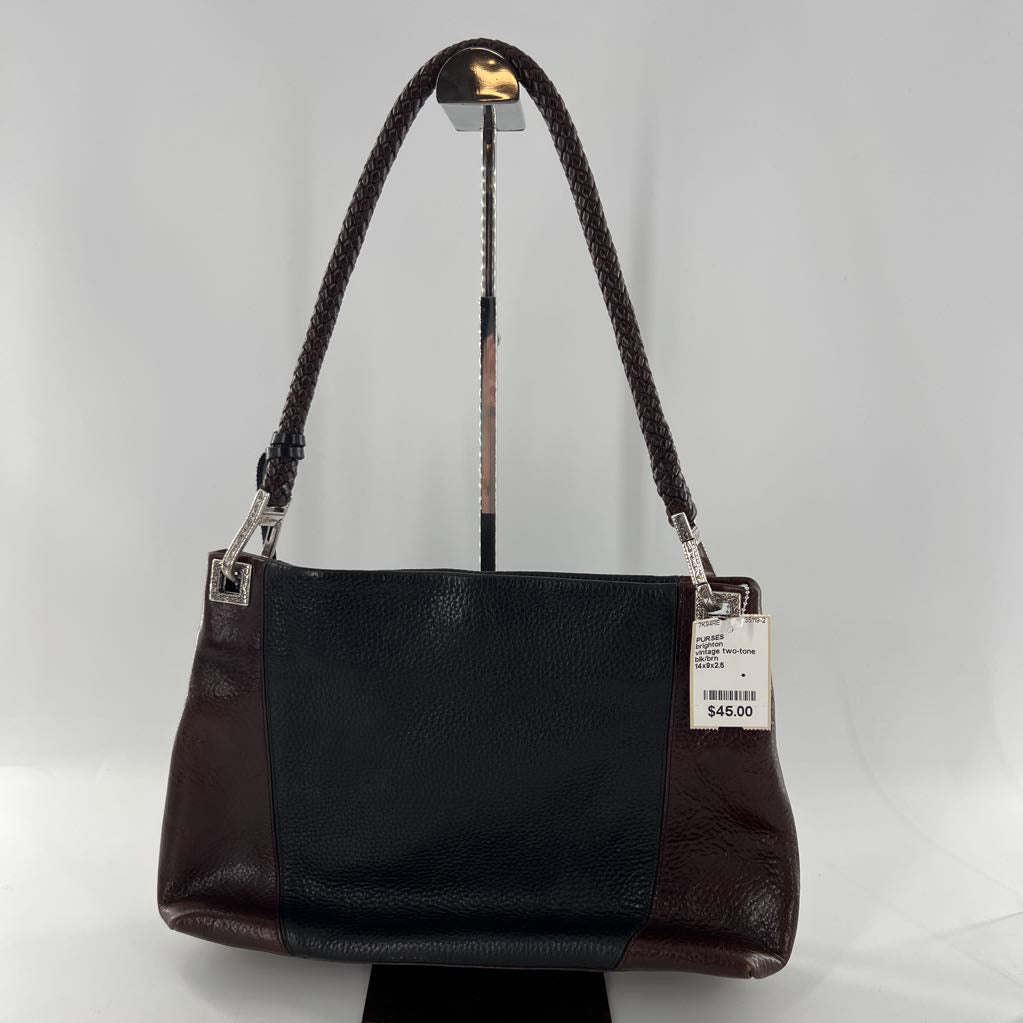 vintage two-tone leather satchel